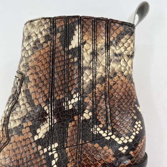 GANNI Caramel Lovina 70 Leather Cowgirl Style Ankle Boots in Snake Print US 5.5 - Picture 2 of 10